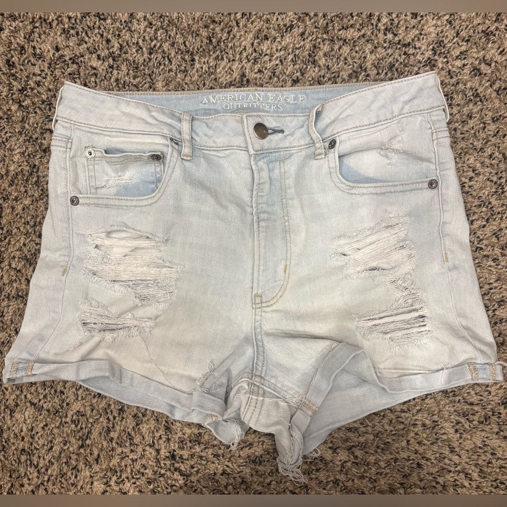 American Eagle Outfitters Light Wash Distressed Denim Jean Shorts